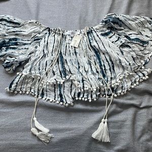 Olivaceous Blue and White Crop Top NEW